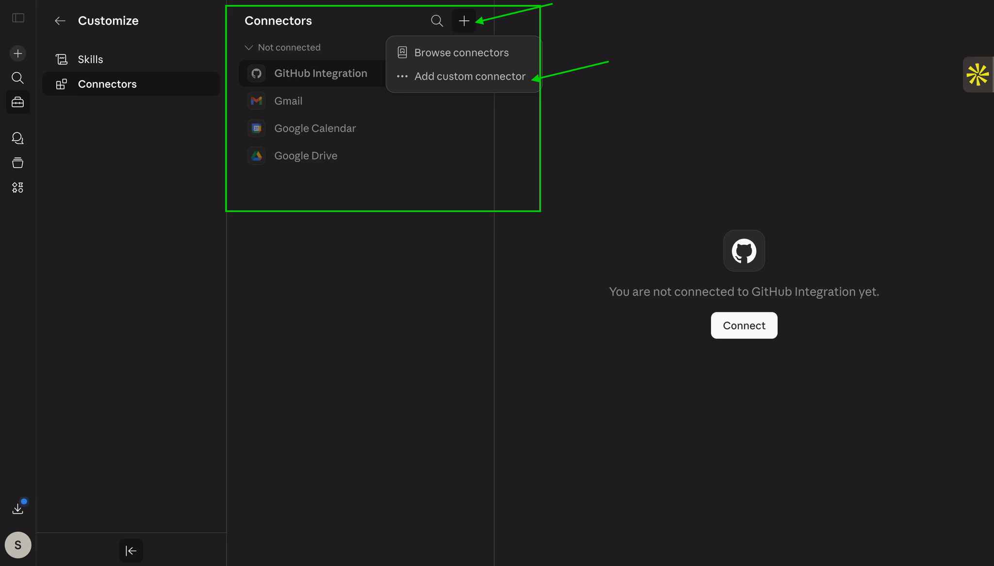 Click on "Add custom connector"