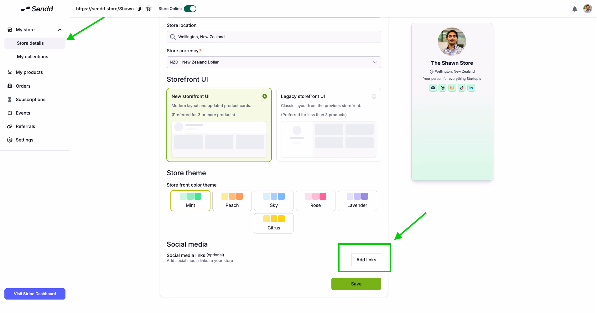 Click the "Add links" button