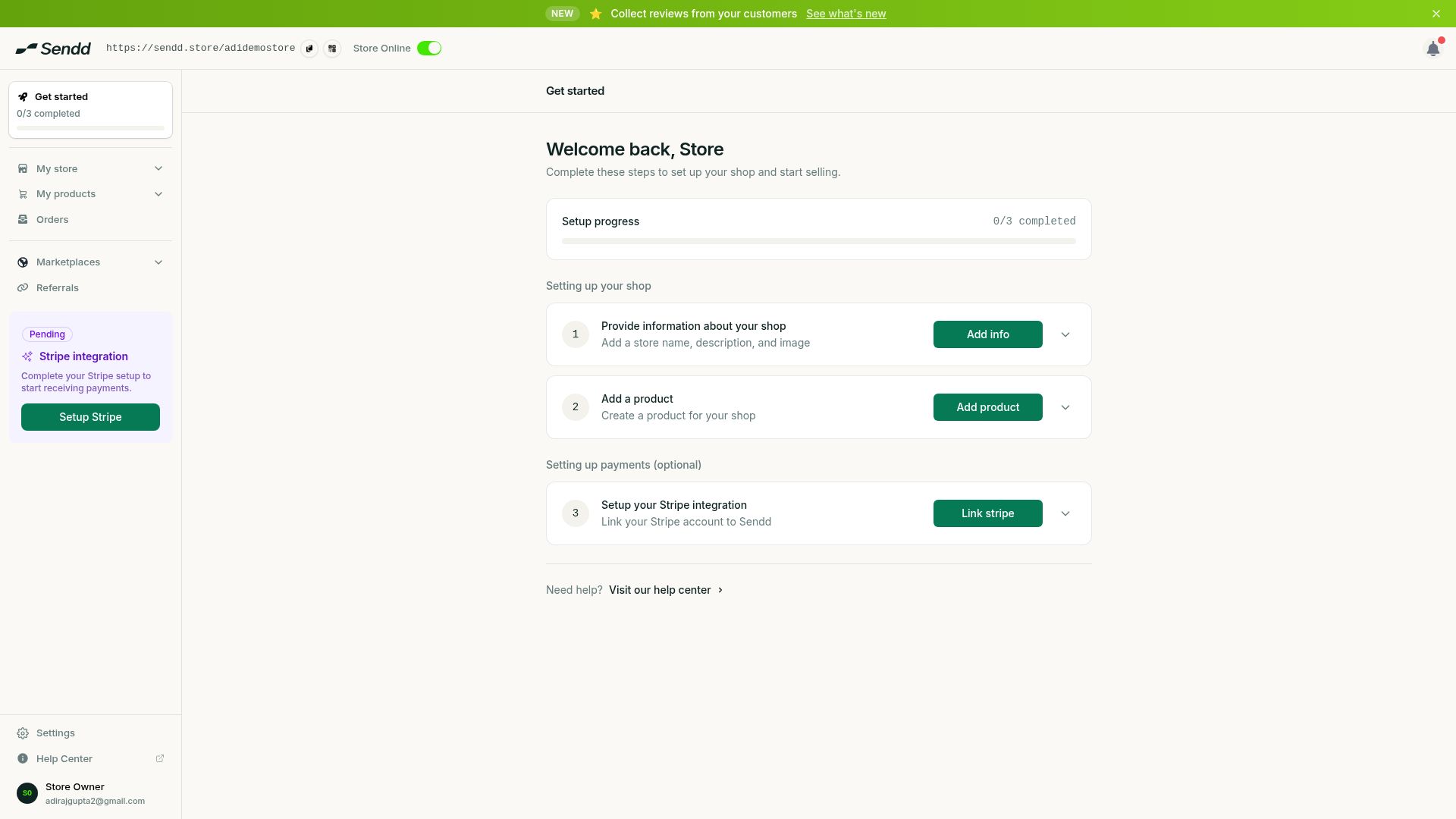 Get started dashboard checklist